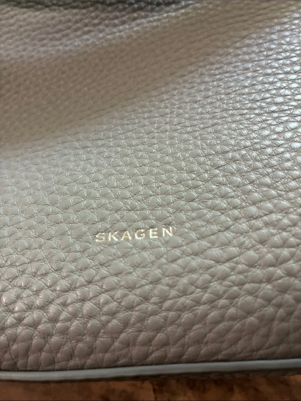 Skagen Pebbled Leather Satchel in Light Gray